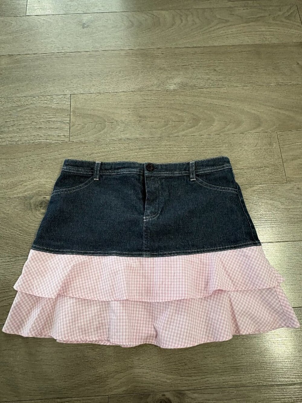 Ladies Pimkie Mini Denim Skirt – Black & Pink – Great Condition